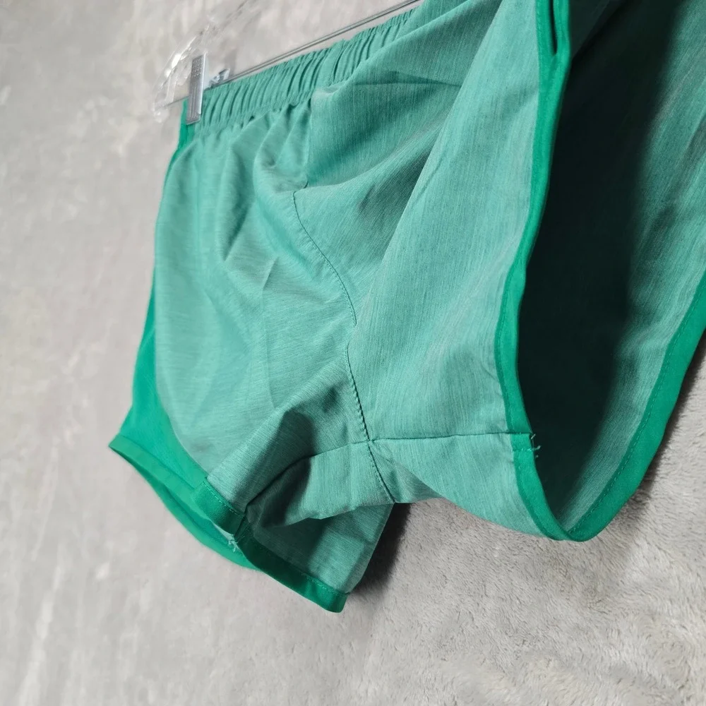 Nike Running Shorts Women Small Green Dri-Fit Heathered Elastic Waist Mesh Sides
